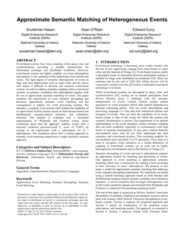 Approximate Semantic Matching of Heterogeneous Events