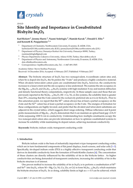 Site Identity and Importance in Cosubstituted Bixbyite In2o3