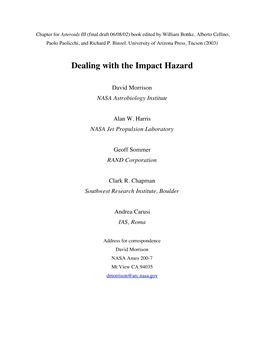 Dealing with the Impact Hazard