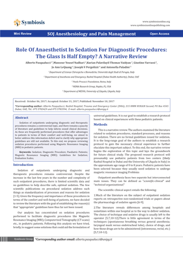 Role of Anaesthetist in Sedation For