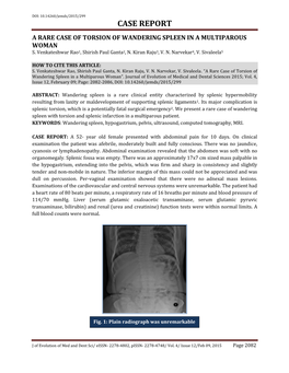 Case Report a Rare Case of Torsion of Wandering Spleen in a Multiparous Woman S