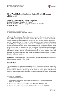 New World Paleoethnobotany in the New Millennium (2000–2013)