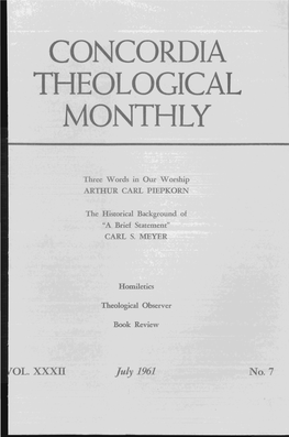 Concordia Theological Monthly