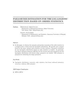 Parameter Estimation for the Log-Logistic Distribution Based on Order Statistics