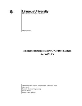 Implementation of MIMO-OFDM System for Wimax