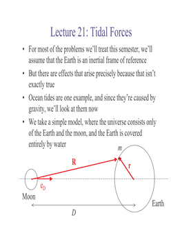 Lecture 21: Tidal Forces