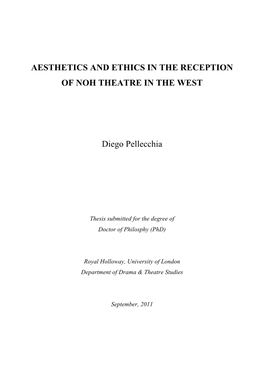 Aesthetics and Ethics in the Reception of Noh Theatre in the West