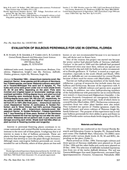 Evaluation of Bulbous Perennials for Use in Central Florida