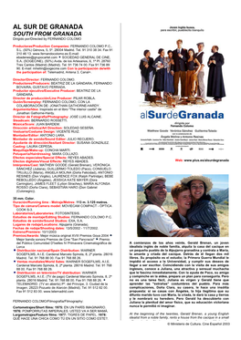 AL SUR DE GRANADA SOUTH from GRANADA Dirigido Por/Directed by FERNANDO COLOMO
