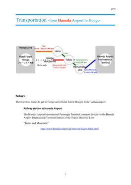 Transportation -From Haneda Airport to Hongo