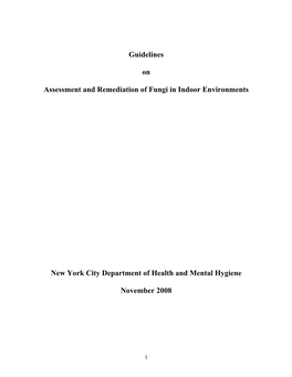 Guidelines on Assessment and Remediation of Fungi in Indoor