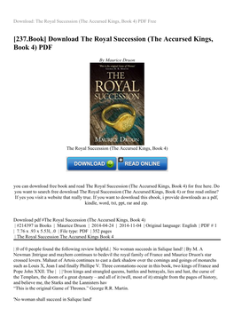 Download the Royal Succession (The Accursed Kings, Book 4) PDF