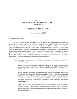 Mexico's 2000 Presidential, Legislative, Gubernatorial and Local