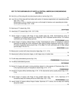 Key to Commonly Encountered Subfamilies Of