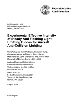 Experimental Effective Intensity of Steady and Flashing Light-Emitting August 2013 Diodes for Aircraft Anti-Collision Lighting 6