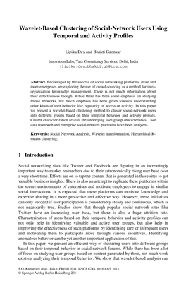 Wavelet-Based Clustering of Social-Network Users Using Temporal and Activity Profiles