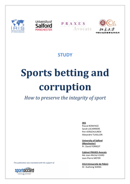 Sports Betting and Corruption: How to Preserve the Integrity of Sport