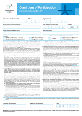 Conditions of Participation International Federation (IF)