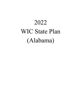 2022 WIC State Plan (Alabama)