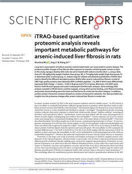 Itraq-Based Quantitative Proteomic Analysis Reveals Important