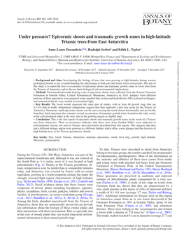 Under Pressure? Epicormic Shoots and Traumatic Growth Zones in High-Latitude Triassic Trees from East Antarctica