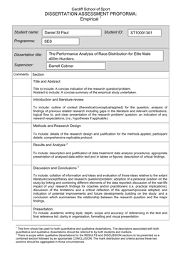 DISSERTATION ASSESSMENT PROFORMA: Empirical 1