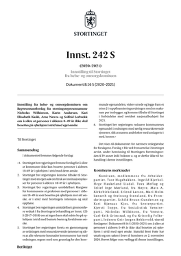 Innst. 242 S (2020–2021) Innstilling Til Stortinget Fra Helse- Og Omsorgskomiteen