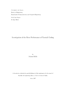 Investigation of the Error Performance of Tunstall Coding