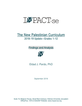 The New Palestinian Curriculum 2018–19 Update—Grades 1–12