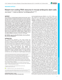 Mutant Non-Coding RNA Resource in Mouse Embryonic Stem Cells Jens Hansen1,*,‡, Harald Von Melchner2 and Wolfgang Wurst1,3,4,5,‡