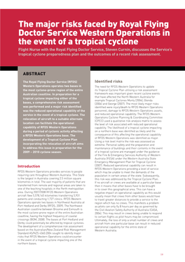 The Major Risks Faced by Royal Flying Doctor Service Western Operations in the Event of a Tropical Cyclone
