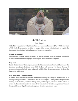 Ad Orientem Part 1 of 4 at St