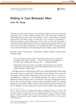 Riding in Cars Between Men John M