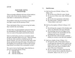 2/17/19 Joab, Family and Foe Selected Script. There Are People Affiliated with Men of God Called to Do the Work of God, But