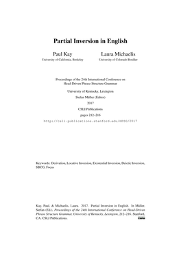 Partial Inversion in English