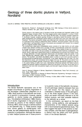 Geology of Three Dioritic Plutons in Velfjord, Nordland