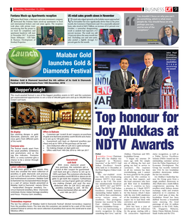Top Honour for Joy Alukkas at NDTV Awards