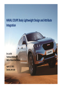 HAVAL COUPE Body Lightweight Design and Attribute Integration