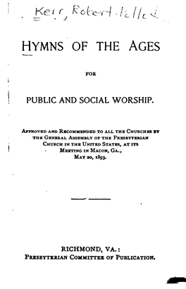 Hymns of the Ages for Public and Social Worship