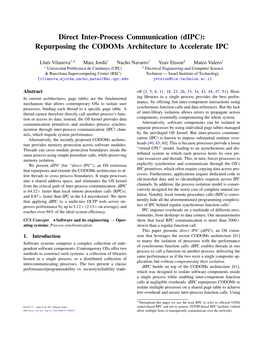 (Dipc): Repurposing the Codoms Architecture to Accelerate IPC