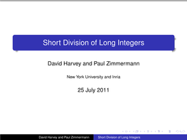 Short Division of Long Integers