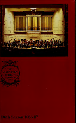 Boston Symphony Orchestra Concert Programs, Season 106,1986