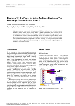 Design of Hydro Power by Using Turbines Kaplan on the Discharge Channel Paiton 1 and 2