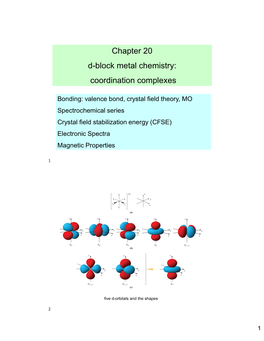Chapter 20 D-Block Metal Chemistry: Coordination Complexes