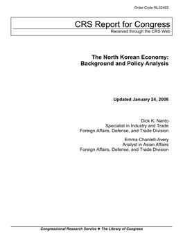 The North Korean Economy: Background and Policy Analysis