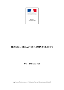 Recueil Des Actes Administratifs