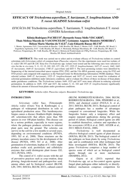 EFFICACY of Trichoderma Asperellum, T. Harzianum, T