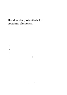 Bond Order Potentials for Covalent Elements