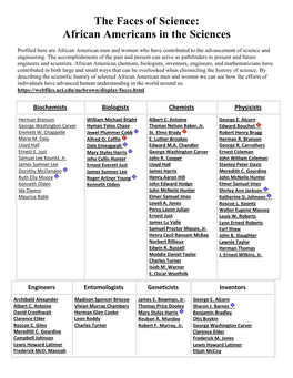 The Faces of Science: African Americans in the Sciences
