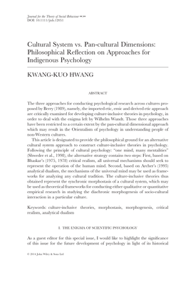 Cultural System Vs. Pancultural Dimensions: Philosophical